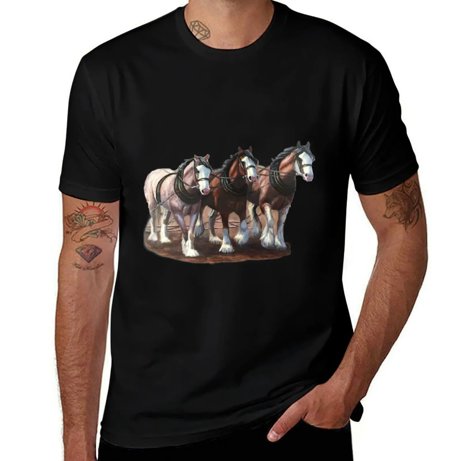 Футболка Clydesdale Horses корейские модные хлопковые футболки с рисунком рубашки для