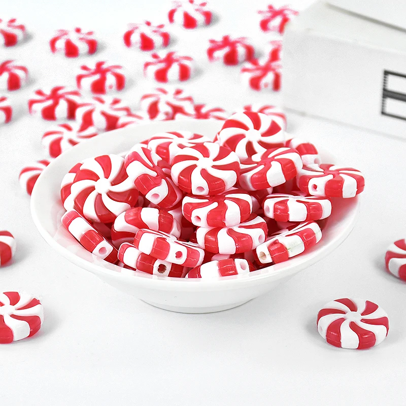 

10 шт., красные, белые конфеты, рождественские акриловые украшения, сделай сам, подвесная подвеска на рождественскую елку, 2024, рождественское украшение для дома, новогодние подарки