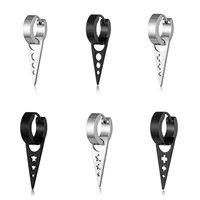 punk geometric round hoop earrings for women men party jewelry charms hollow stainless steel star cross piercing earring