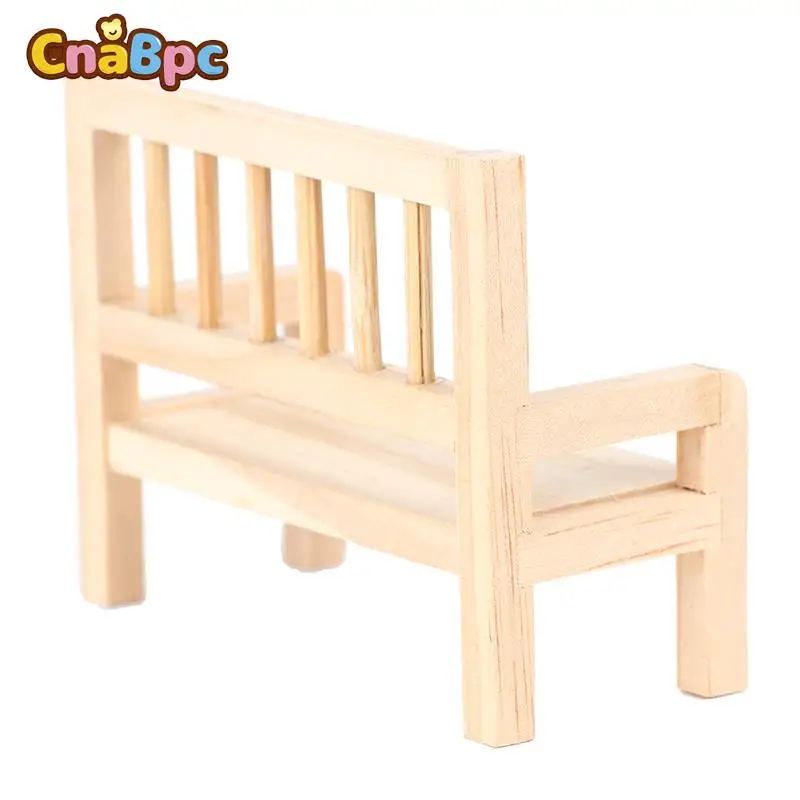 

Handmade 1:12 Dollhouse Miniature Wooden Long Chair Backrest Stool Model Furniture Ornaments Home Garden Decor Accessories Toys