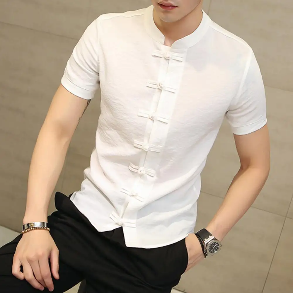 

Traditional Chinese Tang Suit Men Plus Size Summer Short Sleeve Kung Fu Uniform