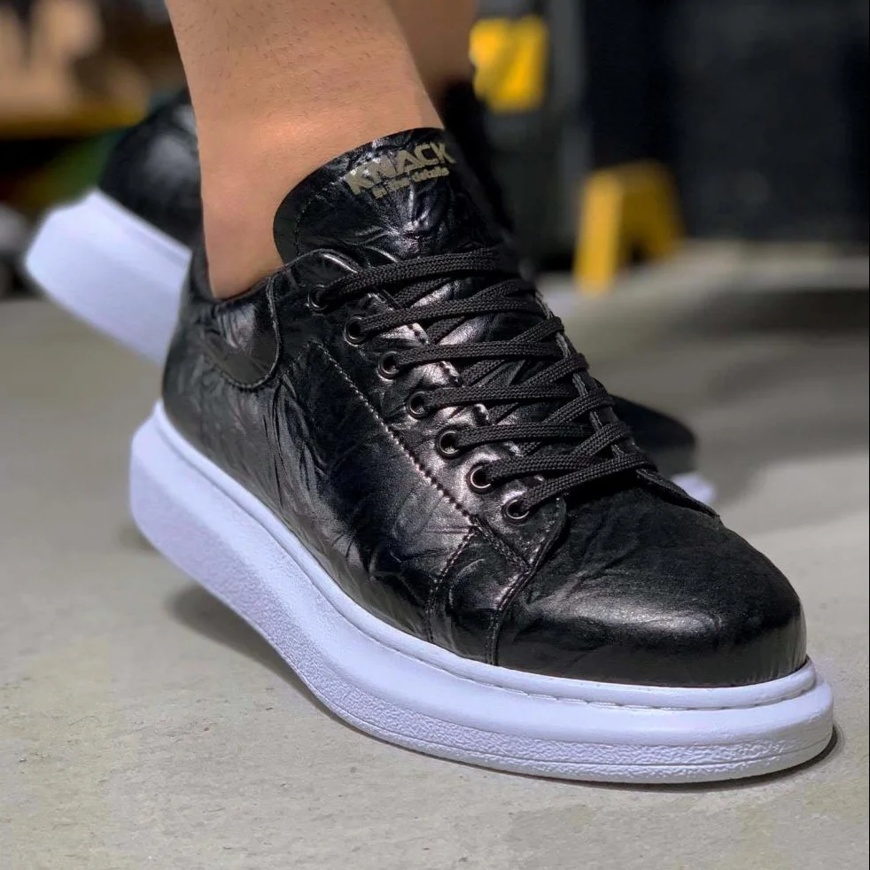 

Knack High Outsole Casual Male Shoes 044 Black White Patterned Sole Street Fashion Spring Summer New Creation Cool Comfortable