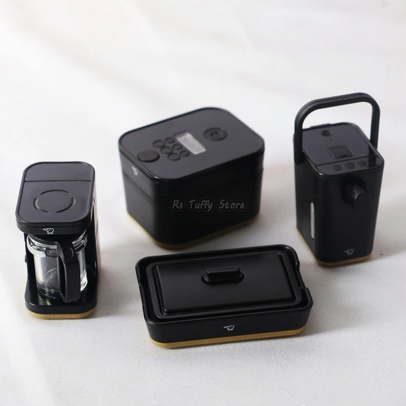 

4pcs/Set Kitchen Kids 1/12 Miniatures Dollhouse Coffee Machine Rice Cooker Kettle Bakeware Mini Simulation Appliance Girl Toys