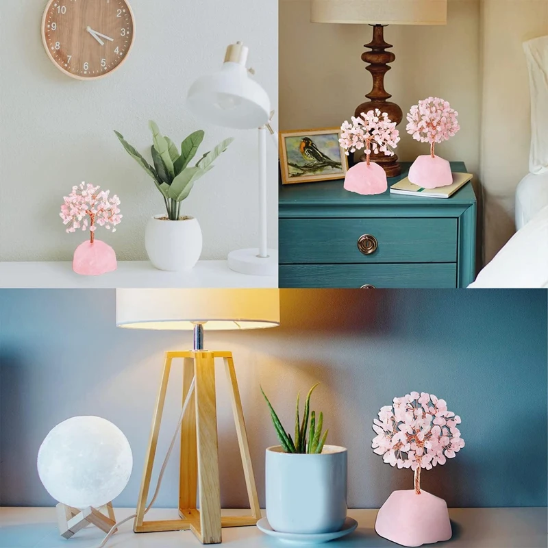 Хрустальное дерево из розового кварца искусственный кристалл и целебный камень