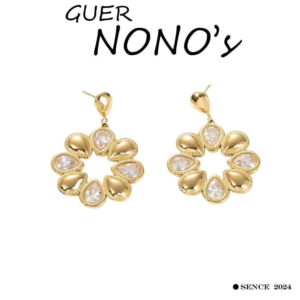 Серьги из нержавеющей стали с блестящим цирконом GUERNONO для женских модных