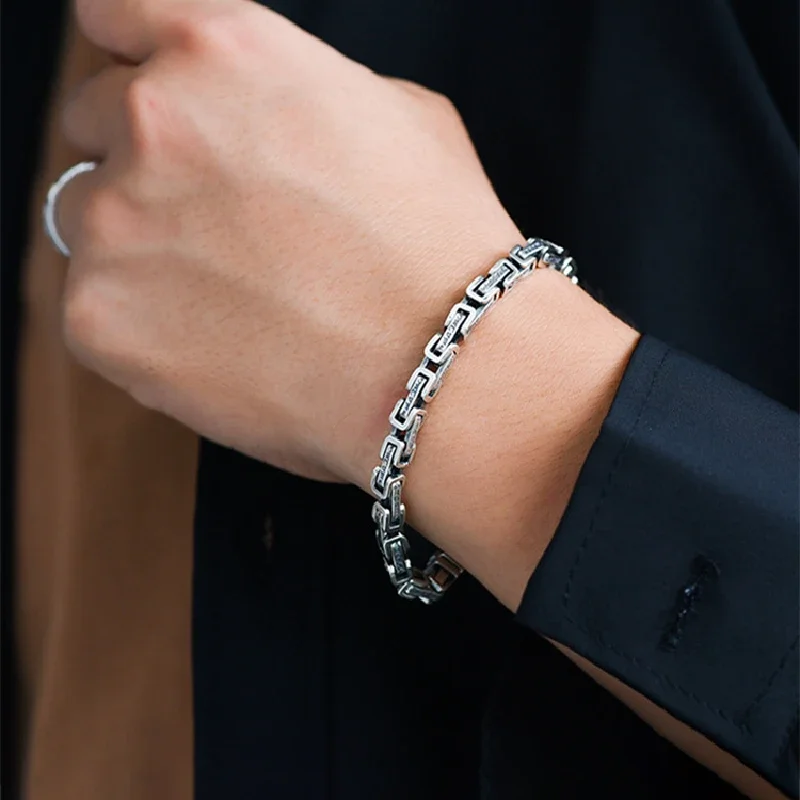 Винтажный серебряный браслет S925 в стиле панк с черепом ворона мужской хип-хоп