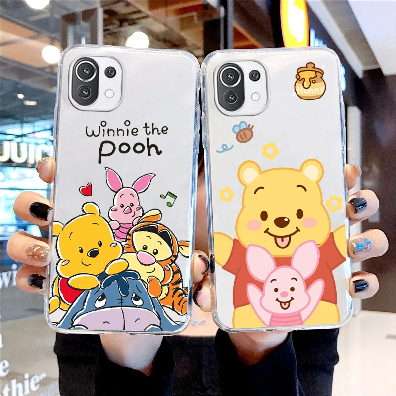 

Winnie Pooh Anime Bear Transparent Phone Case For Xiaomi Mi 13 Lite 12T 12S 12X 12 11 11T 11i 10T 10 9 Pro Ultra 5G Cover Capa