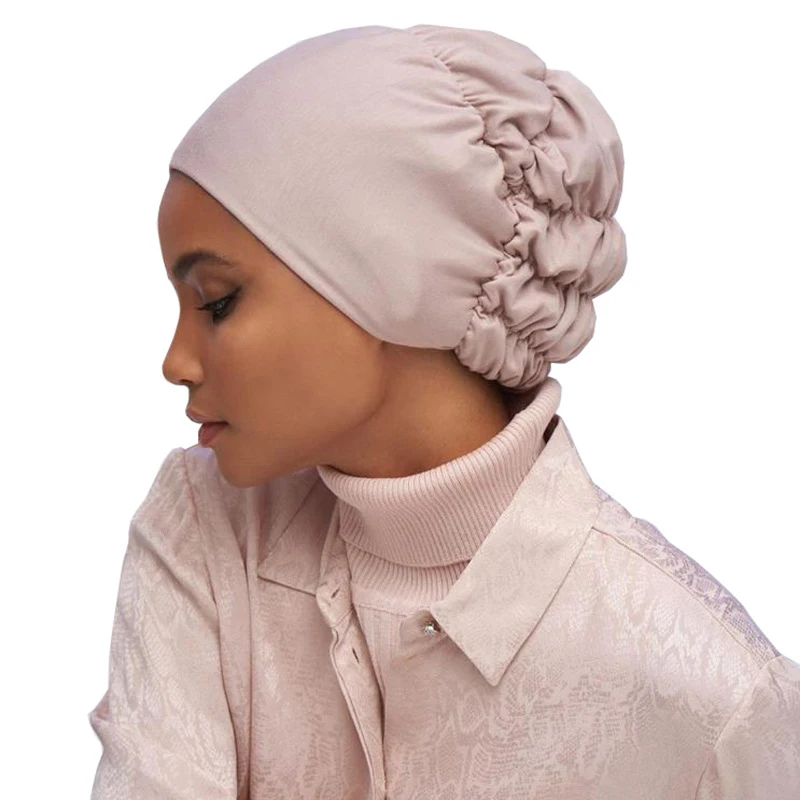 

Muslim Hat Women Elastic Tie Back Inner Hijab Caps Solid Color Hat Turban Head Wrap Bonnet Islamic Headscarf Turbante Mujer