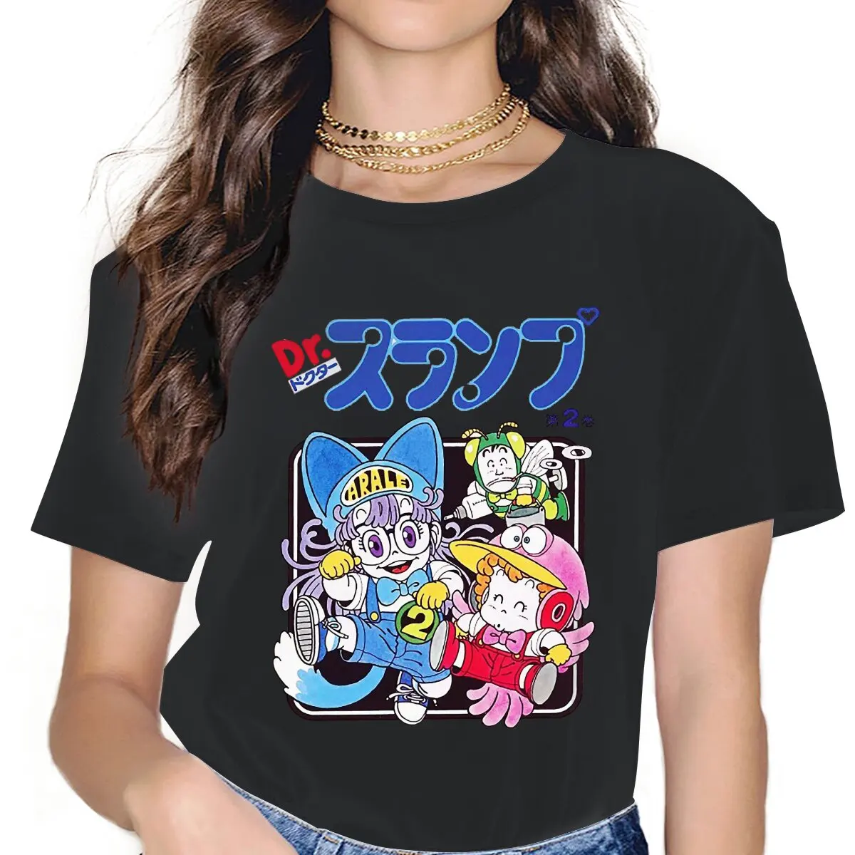 

Кавайная женская футболка Харадзюку для девушек, Dr Slump Norimaki Arare Мультяшные аниме 5XL Blusas Harajuku повседневные винтажные Топы с коротким рукавом