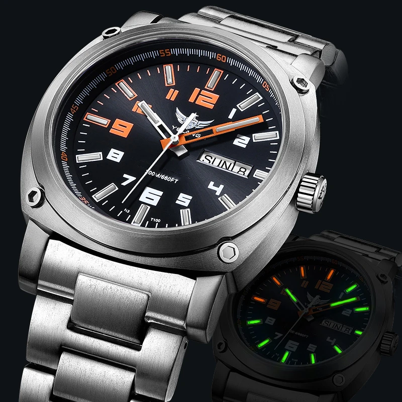 YELANG Мужские военные часы 43 5 мм Титановые спортивные автоматические механические