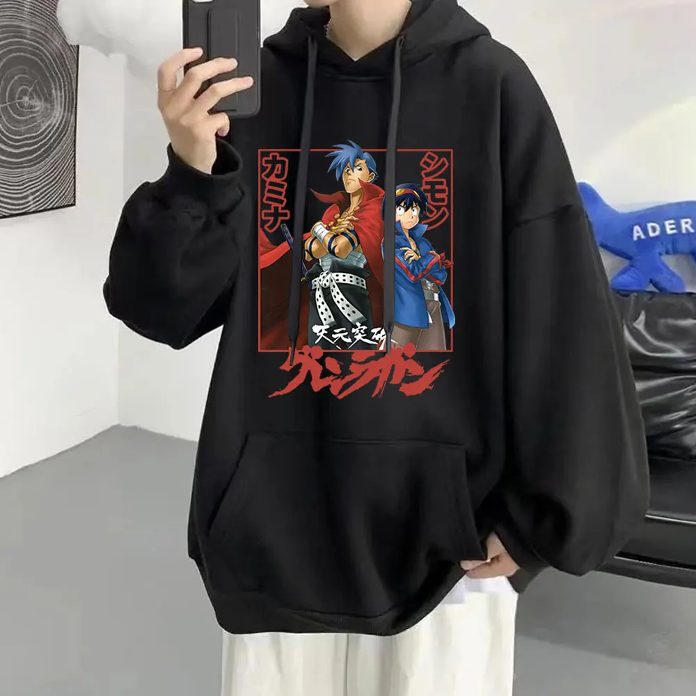 

Anime Tengen Toppa Gurren Lagann Simon Kamina Print Hoodie Women Men Hooded Simple Oversized Sweatshirts Hip Hop FunUnisex Tops