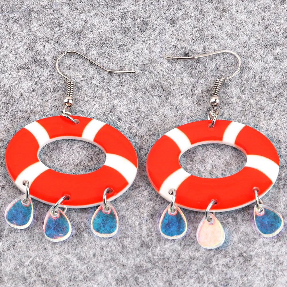 

Lifebuoy Waterdrop Acrylic Earrings for Women Cute Transparent Bottle Red Love Heart Drop Earring Valentine's Day Jewelry Gifts