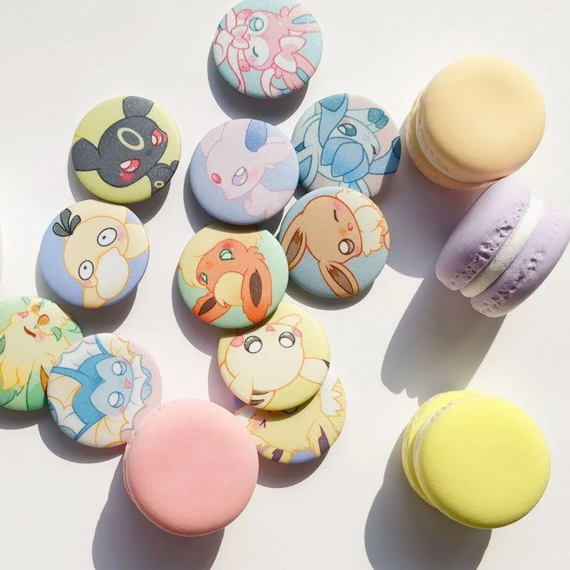 

Baokemeng 11Pcs Kawaii Children's Puzzle DIY Parent-child Interaction Makaron Color Artifact Baby Small Badge Set Pikachu Eevee