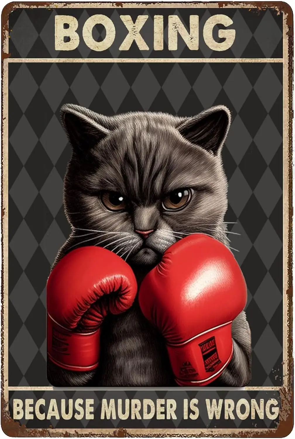 Boxng Becuse Murder s Wrong Vntge Sgns Brs Gloves Ct Brthdy Decortons Volent Pltes Funny Desgns Huntng Lodge Cbn Bohemn Wl