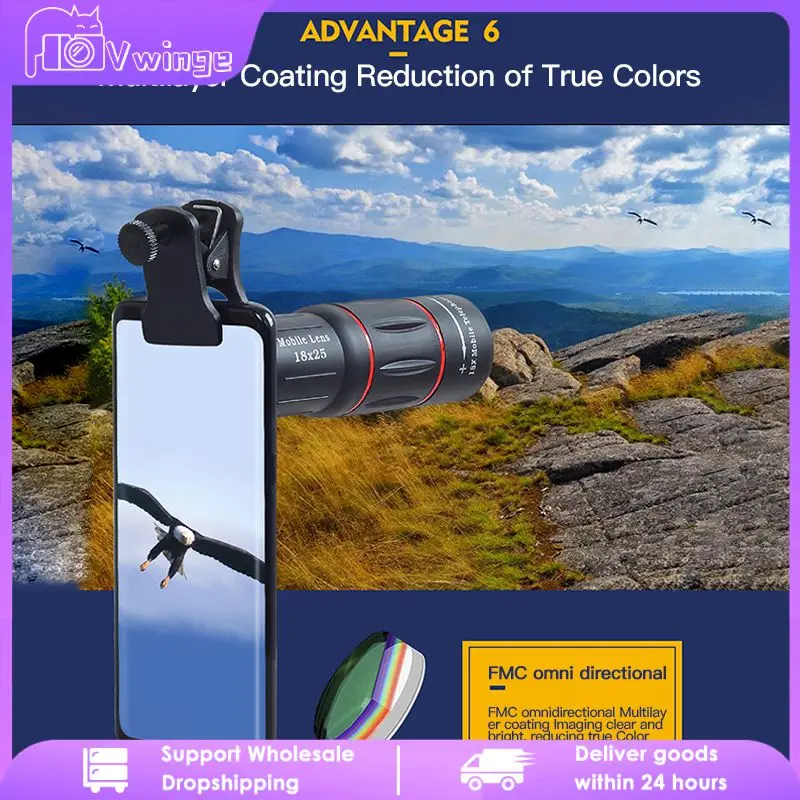 

Универсальный монокулярный оптический телескоп с длинным фокусом для смартфонов Iphone Honor, портативный зум, фотообъектив