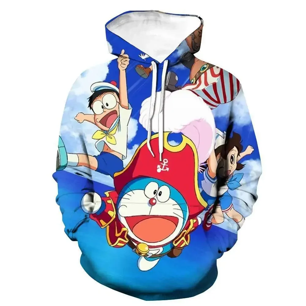 

Новинка 2024, толстовка с капюшоном Doraemon, мультяшная анимация, кошка Jingle, механический Кот, капюшон с цифровой печатью, свитер с капюшоном для мужчин и женщин