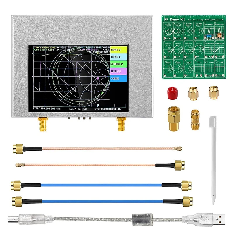 

NanoVNA V2 Plus4 50KHz-4GHz Vector Network Analyzer with RF Demo Kit - Measuring S Parameters HF VHF UHF SWR,Phase,Delay