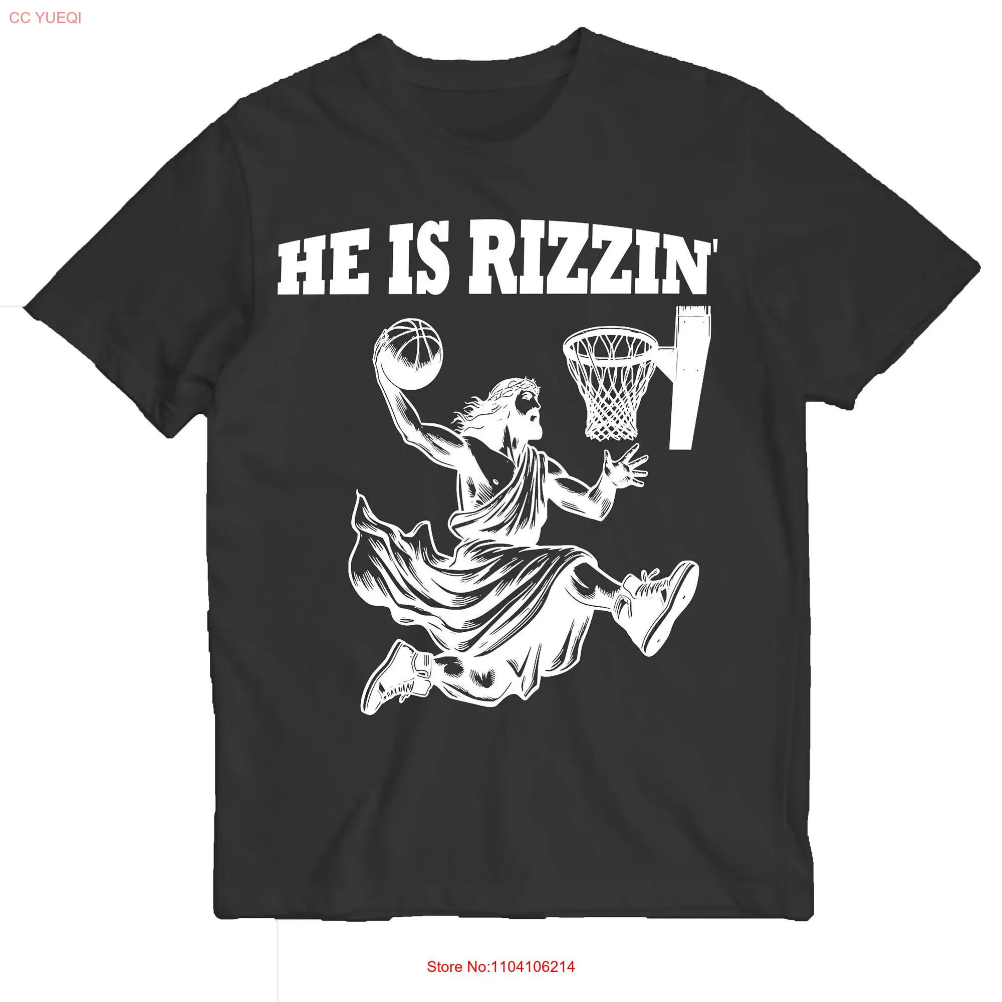Футболка He is Rizzin с изображением Иисуса и мема для игры в баскетбол забавные
