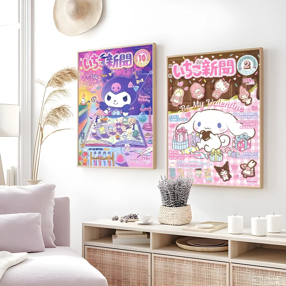 Hallokitty Cinnamoroll Kuromi милый постер липкий настенный художественный принт водостойкий