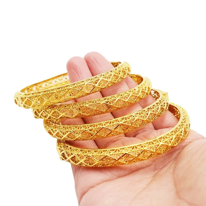 

New RoseL Dubai 24K Gold High Quality Luxury Jewelry Y Saudi Arabia Bridal Gold Bracelet Arabia Bridal Gold السوار