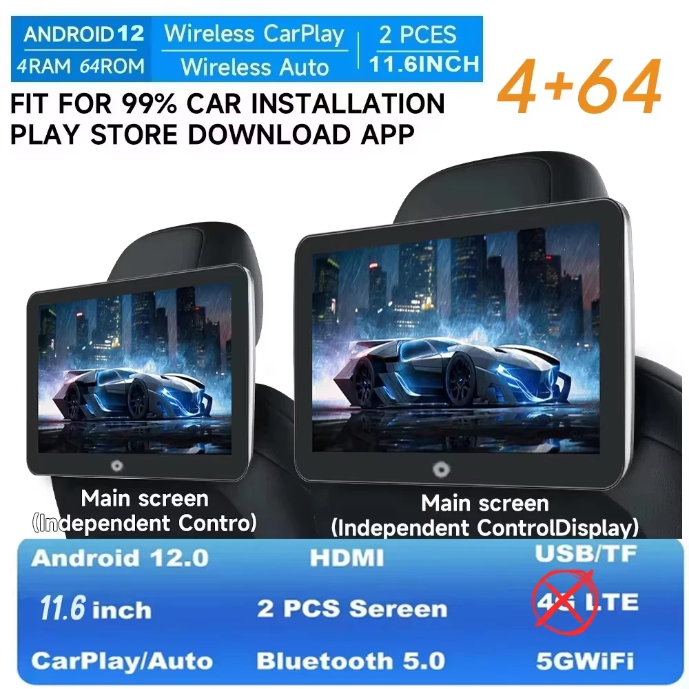 

GcPaSr Android Auto CarPlay автомобильные экраны монитор заднего сиденья для подголовника ТВ-экран WiFi Movie/Netflix/Youtube онлайн-видеоплеер