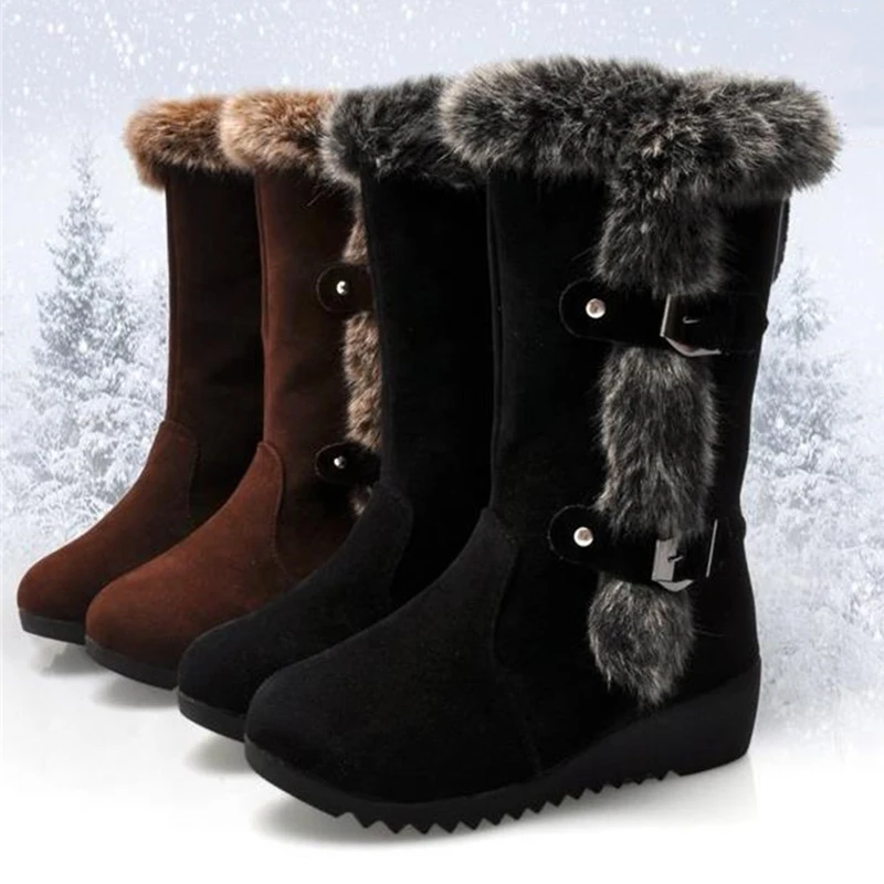 

Ladies New Arrivals Winter Boots Casual Warm Fur Mid-tube Round Toe Slope with Snow XL Hot Sale Platform Boots Platform Shoes