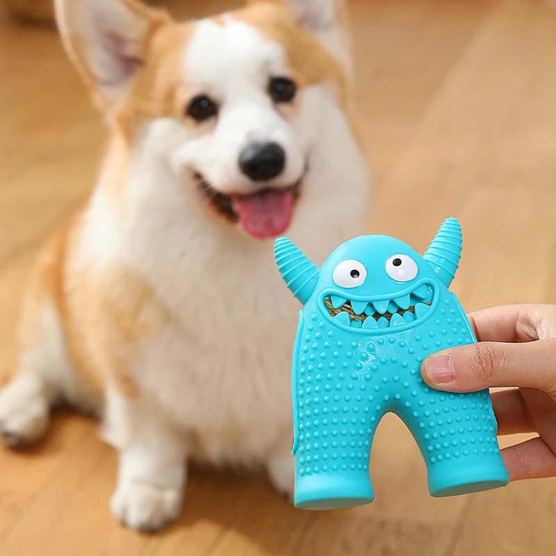 

Dog Molar Toy Food Grade Silicone BPA Cute Little Monster Dog Tooth Cleaning Interactive Bite Resistant Sound Toy Pet Supplies
