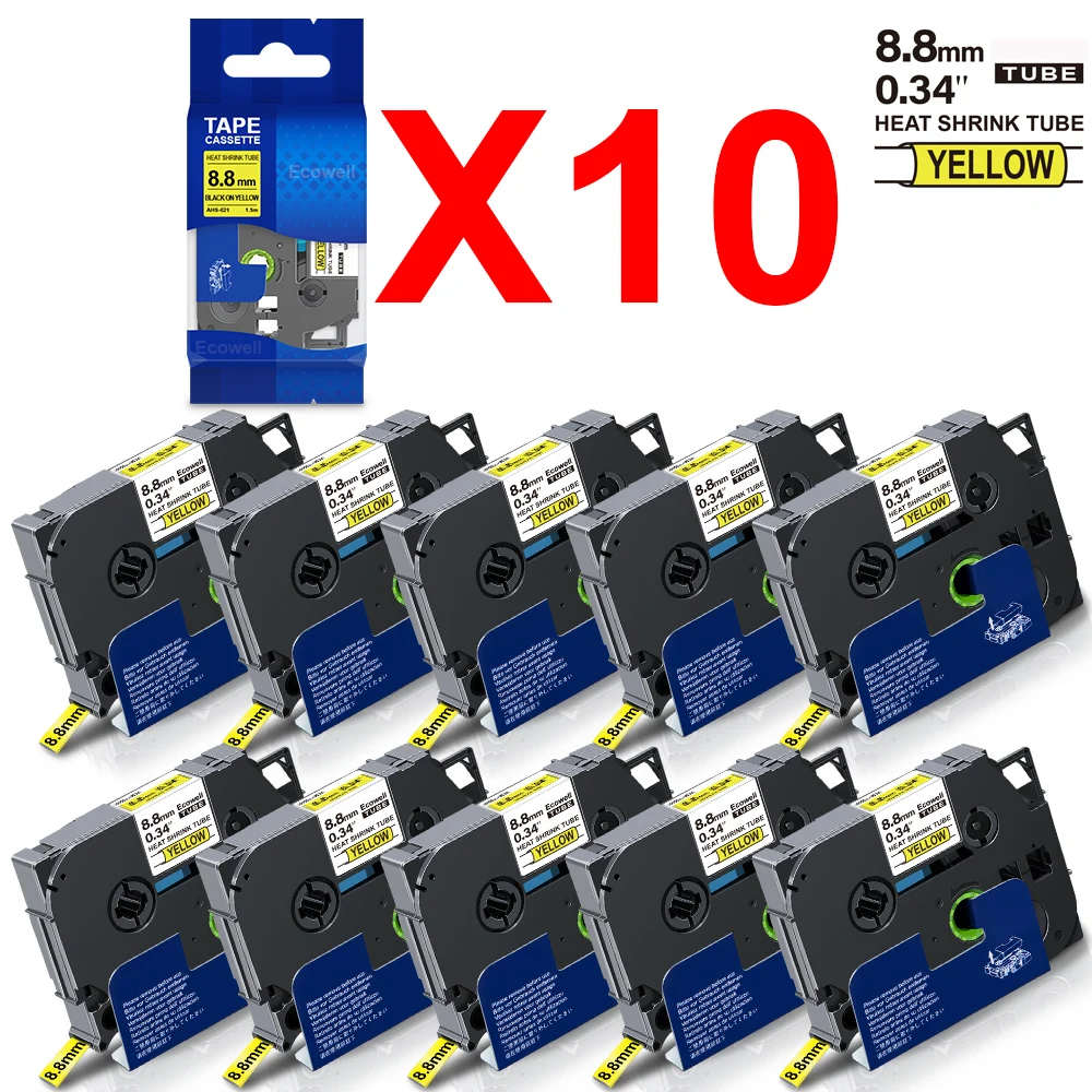 

10 шт., этикетки, совместимые с Brother, Φ hse221 hse621, термоусадочные, для Brother P Touch PTH110, этикетки