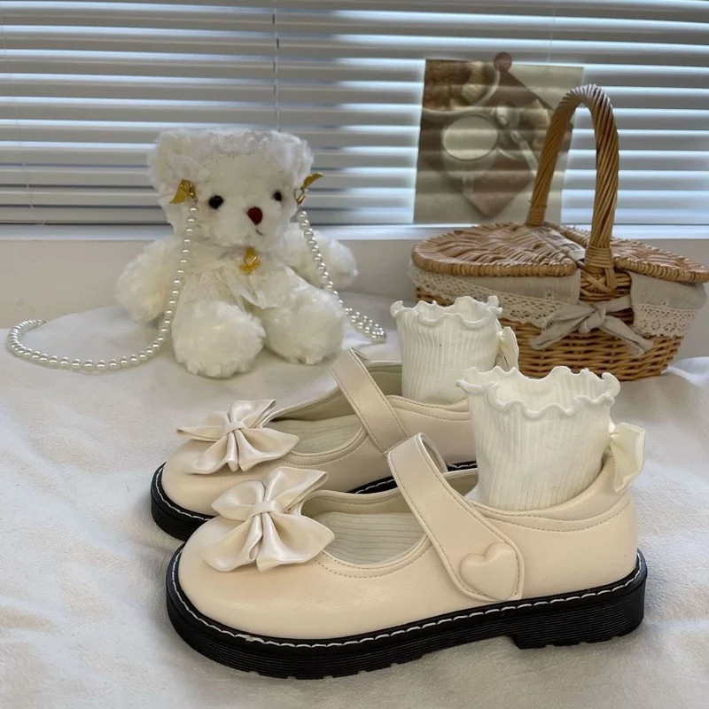 

Kawaii Lolita Shoes Japanese Style Bow Tie Cute Mary Janes Female Shoes Casual Vintage Autumn 2022 Fashion Ladies Footwear