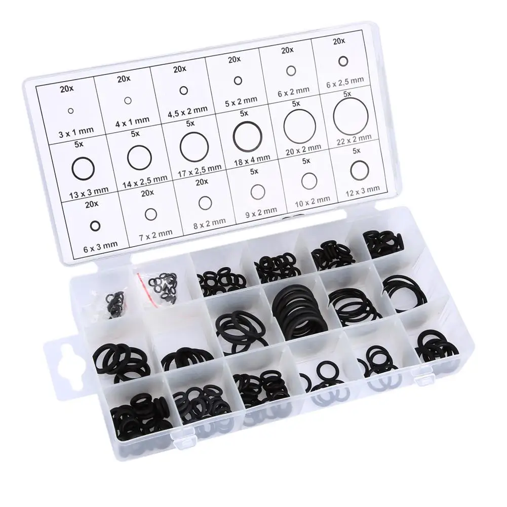 

225pcs Rubber O Ring Assortment Kits 18 Sizes Sealing Gasket Washers Made of Nitrile Rubber NBR ORing Set