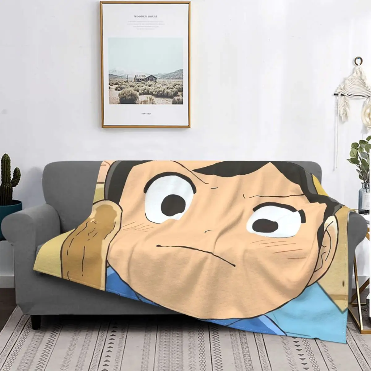 

King Ousama Ranking Anime Pattern Blanket Cartoon Brave Bojji Flannel Funny Upholstered Chair Cover Sofa Spring Autumn