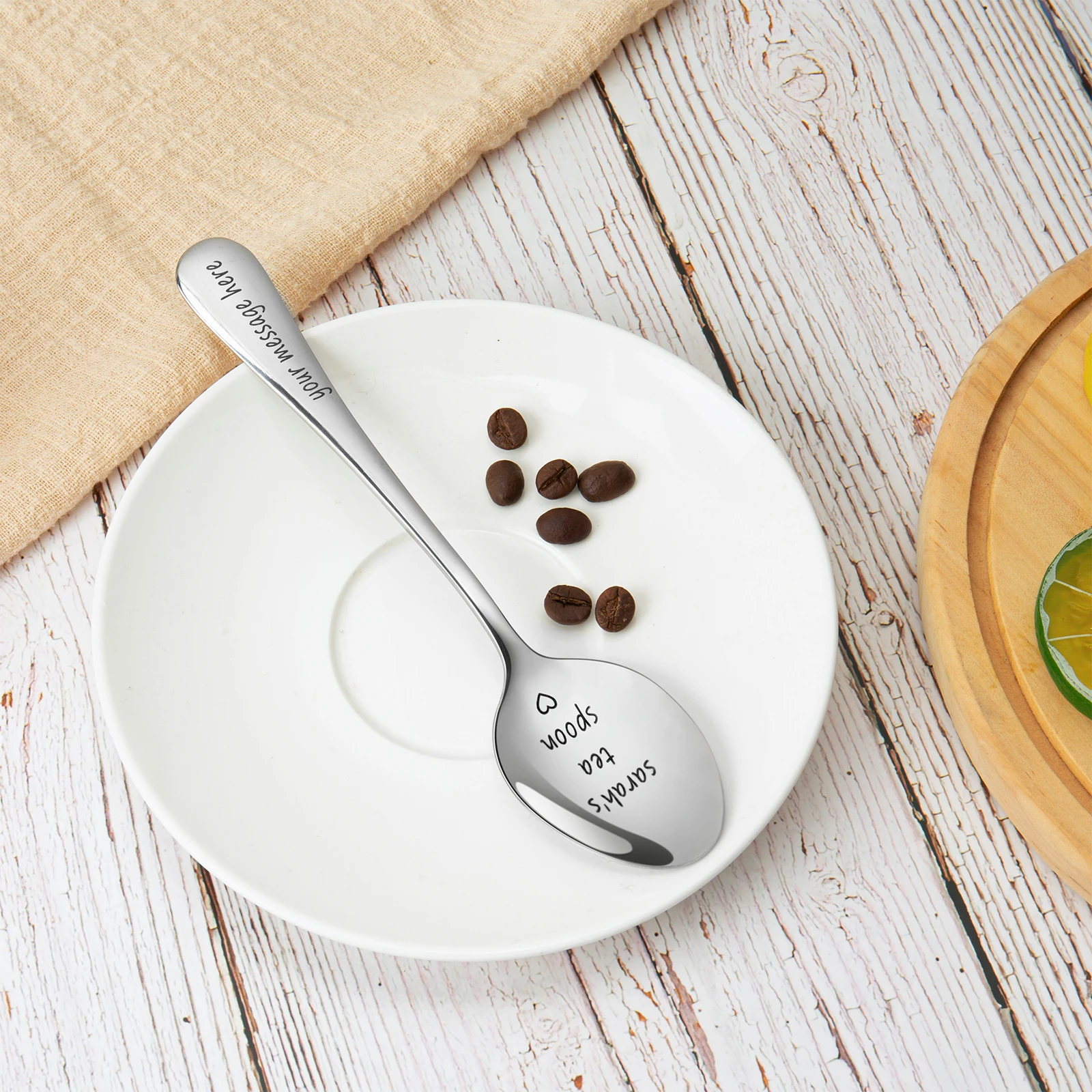 

Personalized DIY Stainless Steel Free Engraved Coffee Spoon Fork Christmas Valentines Day Gifts Kitchen Tableware Decoration