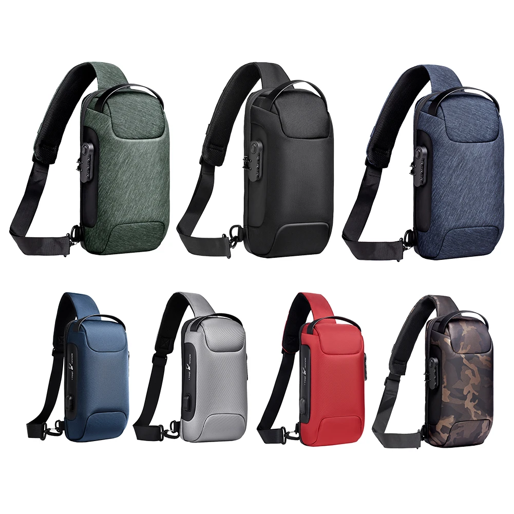 

Нагрудная сумка на плечо с защитой от кражи, мужская дорожная Сумочка через плечо, модная спортивная нагрудная сумка с замком паролем, водонепроницаемая