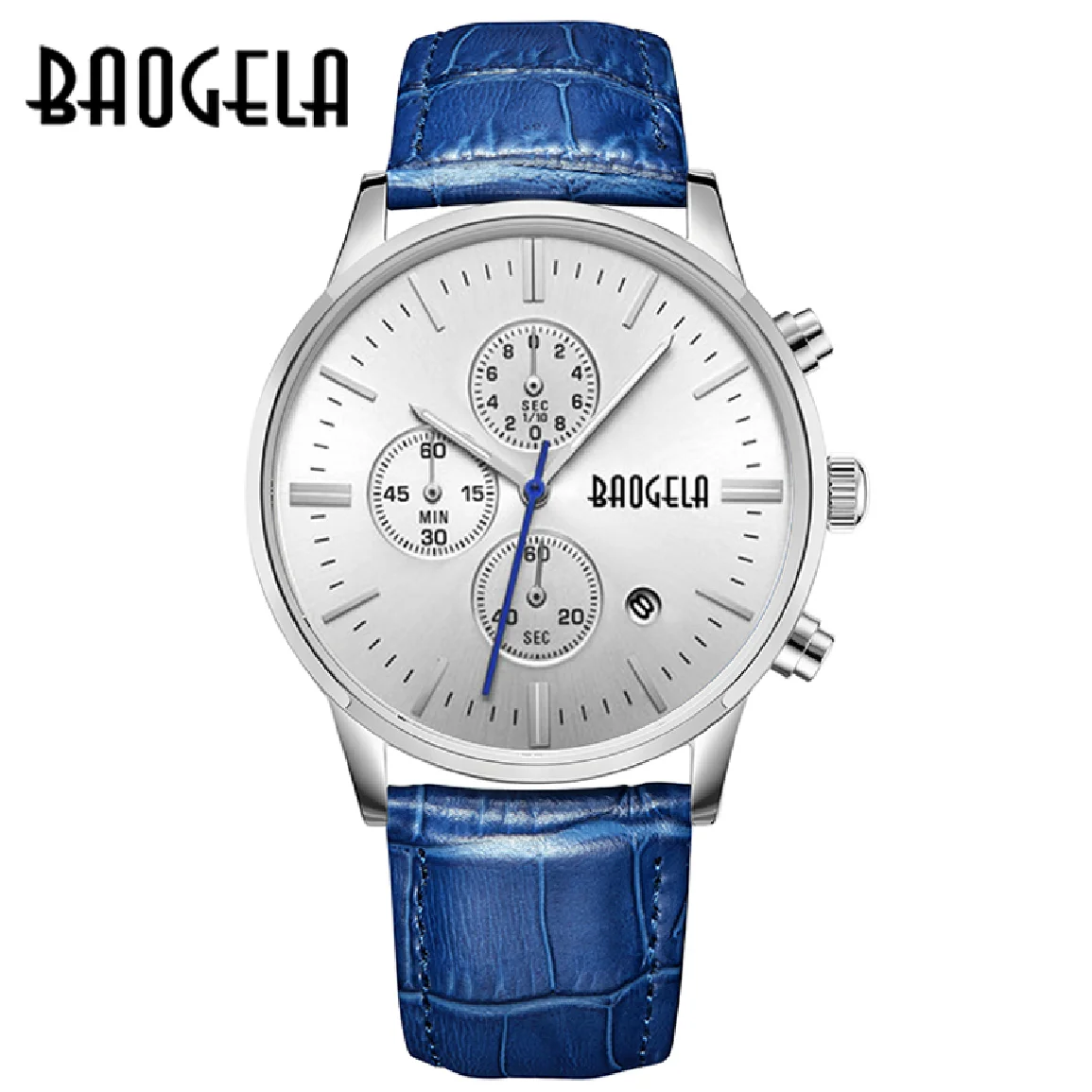 

BAOGELA New Relogio Fashion Quartz Watch Man Black Leather Watches Christmas Gifts Men Chronograph Wristwatch For Male