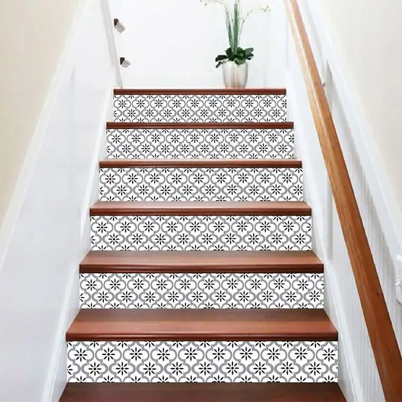 

Peel and Stick Wallpaper Stair Riser Decal Removable Stickers for Stairs Cut to Order
