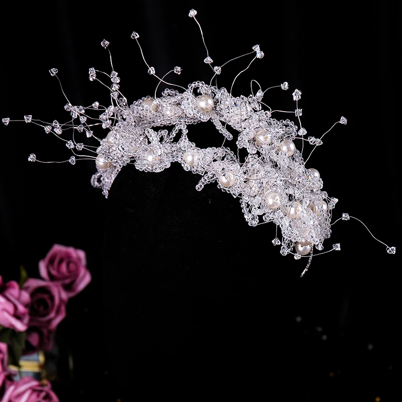 

Crystal Bridal Headdress Design Headpiece for Women Tiara Wedding Headbands Pageant Prom Wedding Hair Jewelry Queen Crown