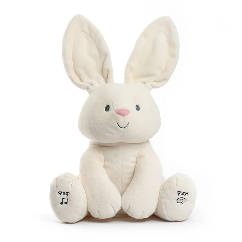

Kawaii Hot Hide and Seek Elephant and Rabbit Electric Stuffed&Plush Toys with English Songs Ear Talk for Toddlers Gift