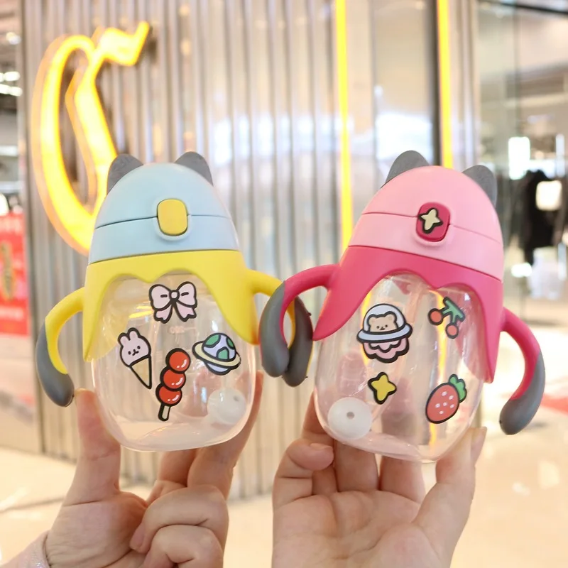 

ZK45 Children's Water Bottle Child Baby Cups Kids Trainer Baby Water Bottle Feeding Sippy Cup With Lid And Straw cute water jug