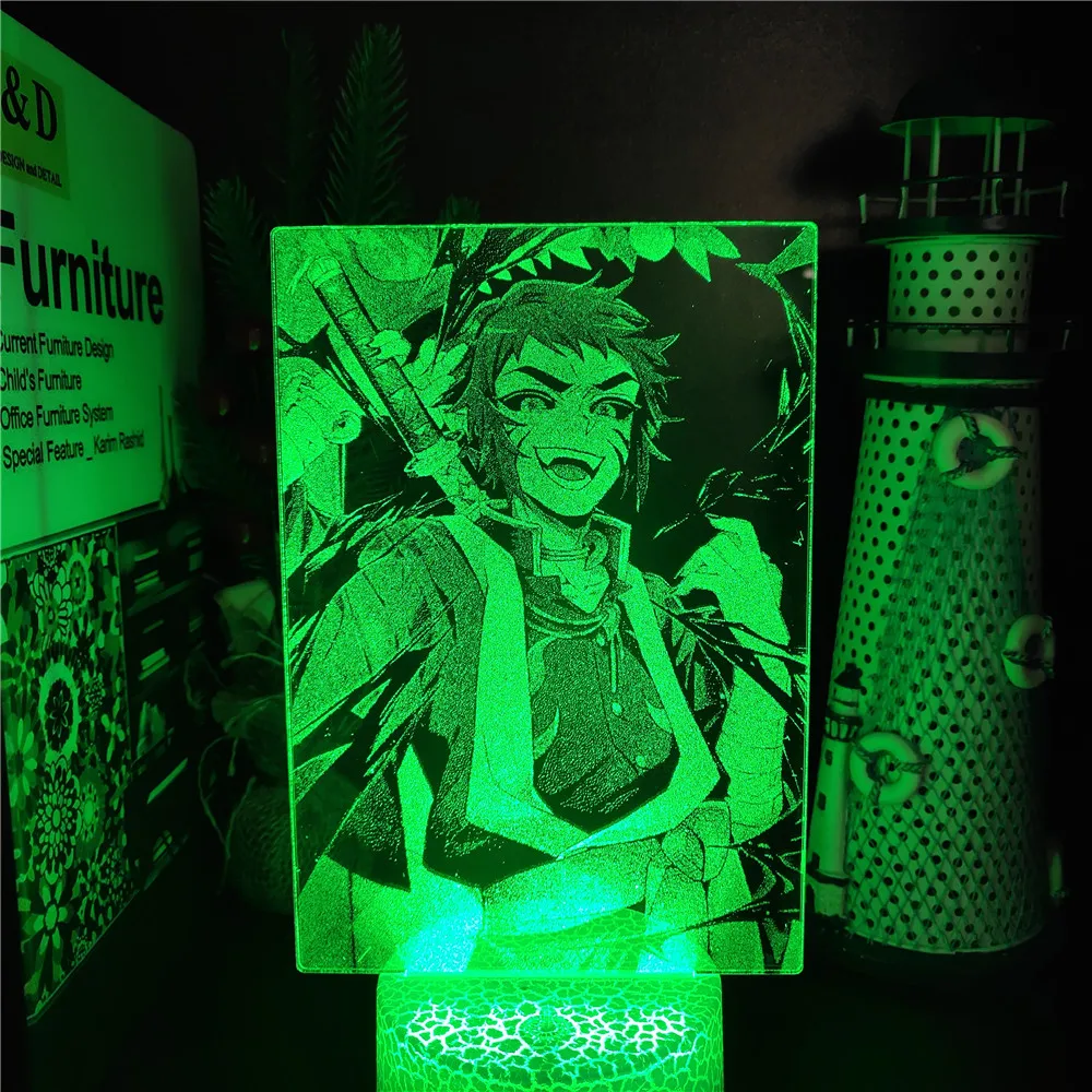 

Demon Slayer Anime Figurine Hantengu 3D LED Night Light Bedroom Home Light Decor Manga Lover Computer Desk Xmas Gift Toy MX
