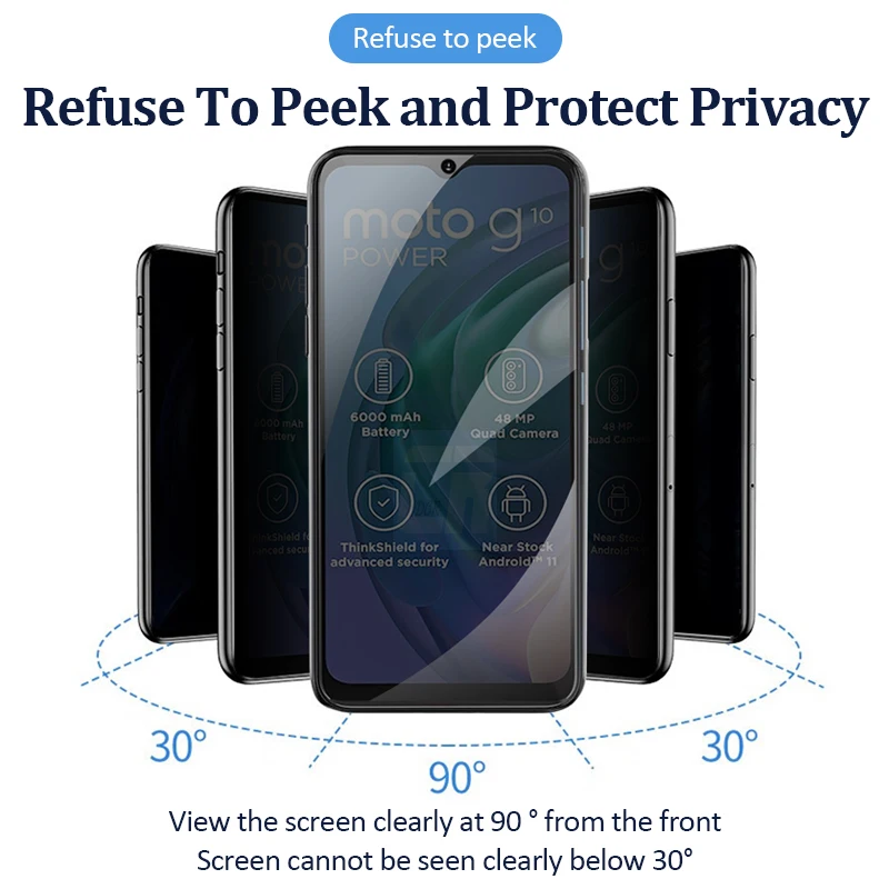 Антишпионская Защитная керамическая пленка для Motorola G24 G04 G34 G54 G84 G14 G53 G73 G23 G13 G82 G72 G62