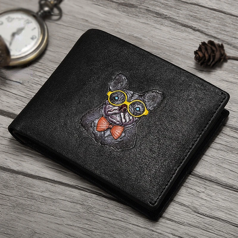 Hand-painted men's wallet multi-functional high-end Money clip card bag fashion long and short Coin purses male gift