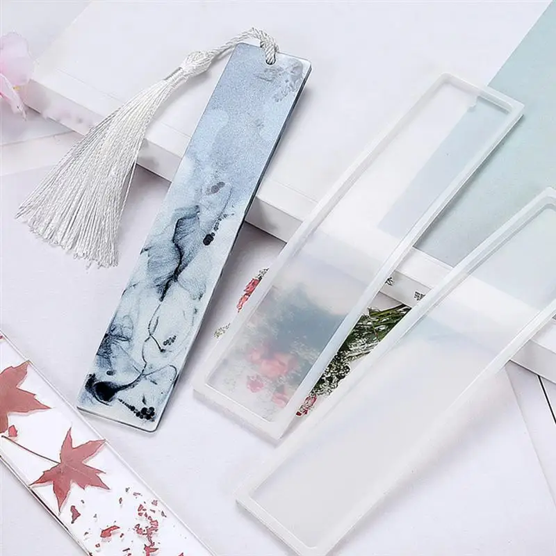 

8Pcs Blank Bookmark DIY Mold Rectangular Bookmark Maker Silicone Bookmark Mould