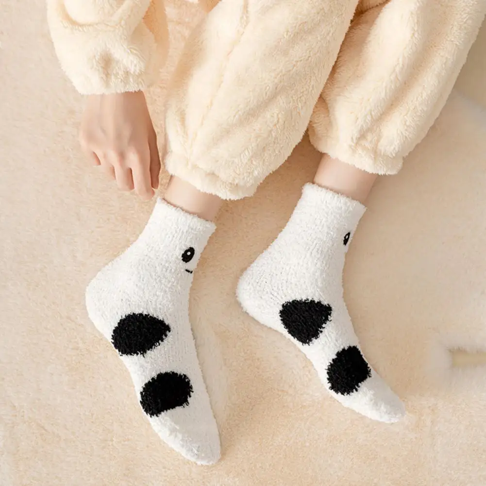 

1 пара модных смешных толстых средних носков, носки средней длины, 4 цвета, сохраняют тепло