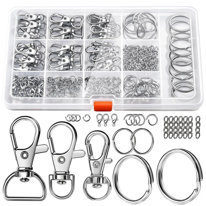

265Pcs Metal Lobster Claw Clasp With Key Ring Set Kit For Crafts, Lanyard Clips Snap Hook, Swivel Clasps Clip Set
