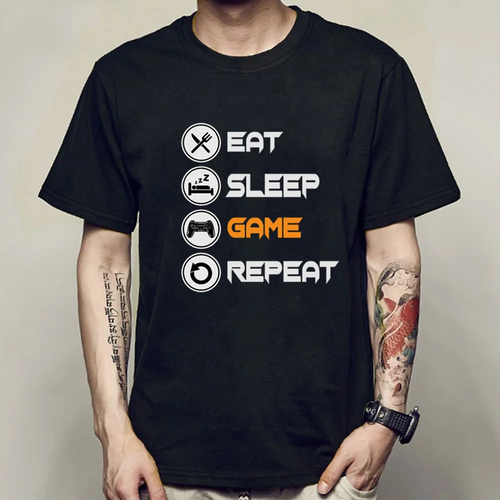 

New Fashion Eat Sleep Game T Shirt Men Women Hip Hop Streetwear Creative Graphic Tops Casual Harajuku Cozy Tops Unisex