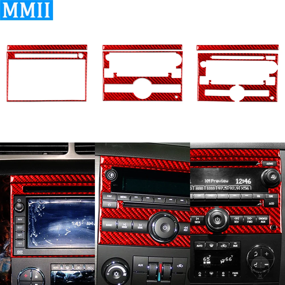 

For Chevrolet Silverado Tahoe GMC Avalanche LTZ Sierra SLT 2007-2013 Carbon Fiber Navigation Box Trim Cover Car Interior Sticker