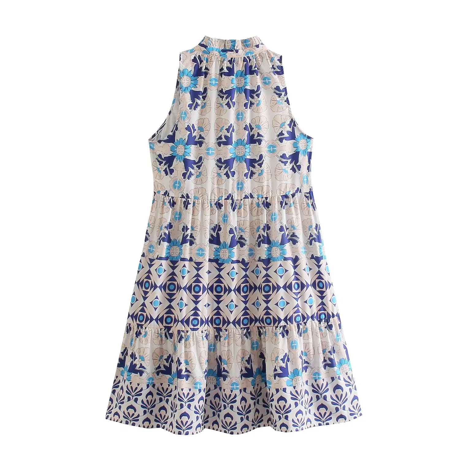 Женское винтажное мини-платье на шнуровке Sherouse без рукавов с круглым вырезом и