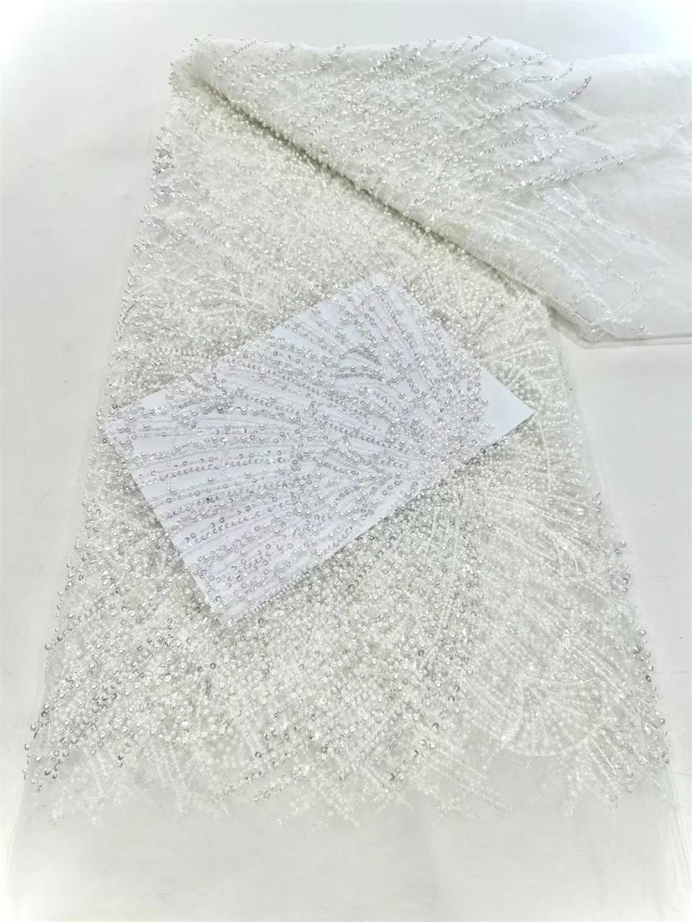 Африканское кружево с бисером желтый 5 ярдов