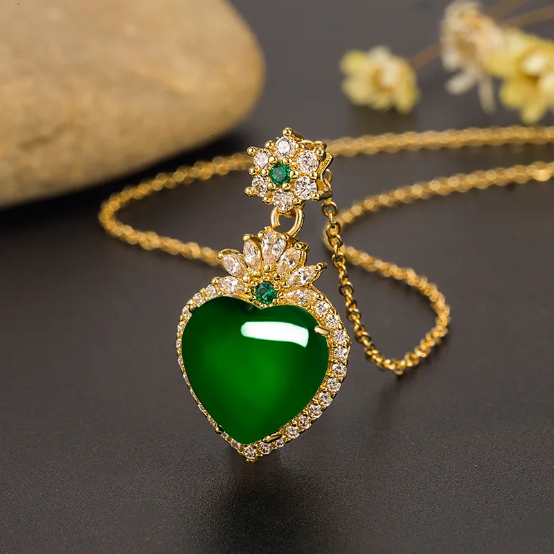 

Real 14K Gold 45cm Necklace Collares Mujer Pure Emerald Pendant for Women Men Anniversary Pendant Necklaces Bizuteria Females