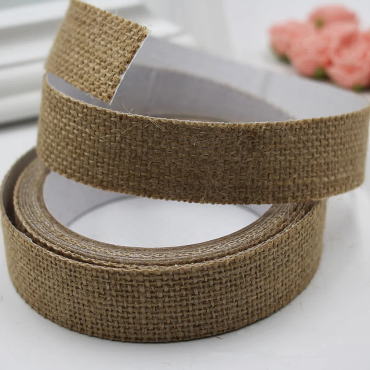 

Tape Burlap Ribbon Craft Adhesive Sticky Crafts Jute Paper Scrapbooking Decorative Masking Ribbons Diy Flax Trim Washi Linen